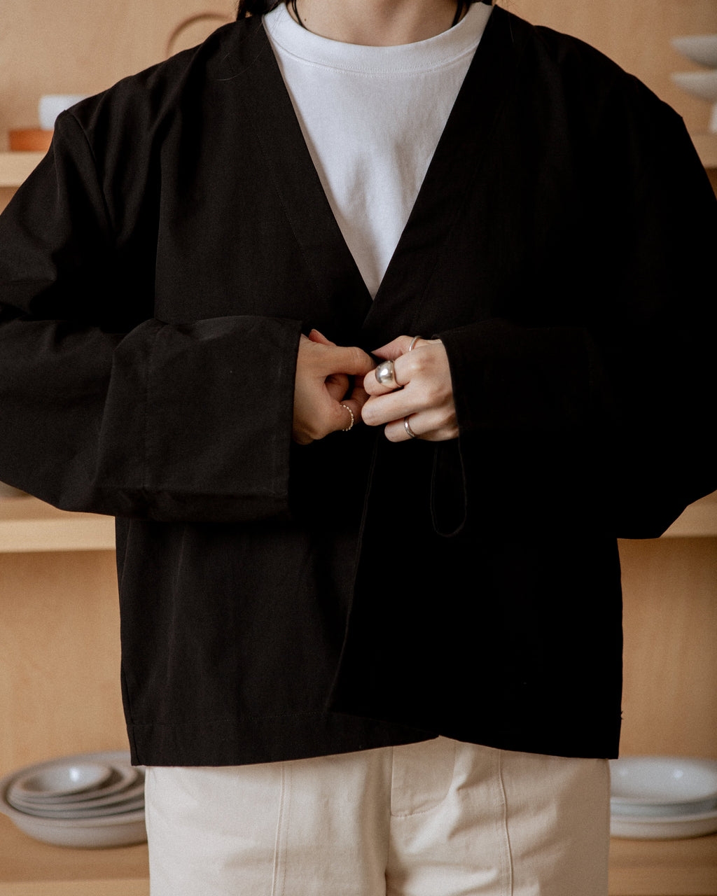 PEBL x late morning | Collarless Jacket